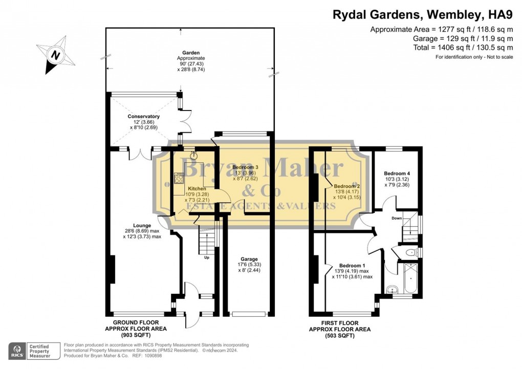 Floorplan for Rydal Gardens, Wembley