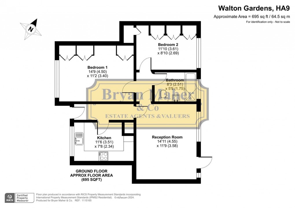 Floorplan for Walton Gardens, Wembley