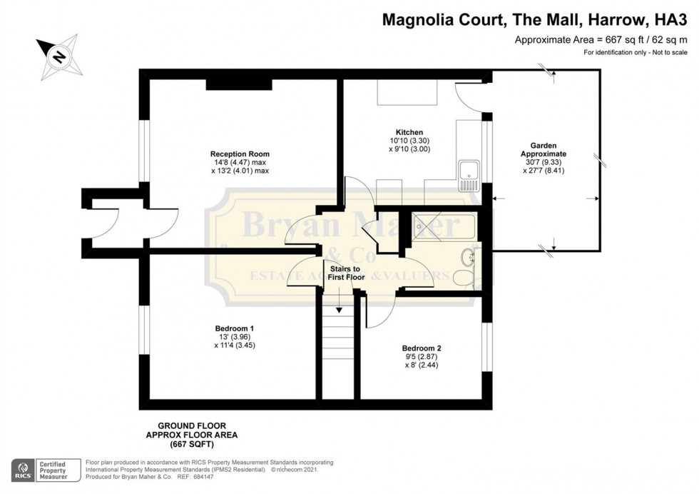 Floorplan for Magnolia Court, The Mall, HARROW