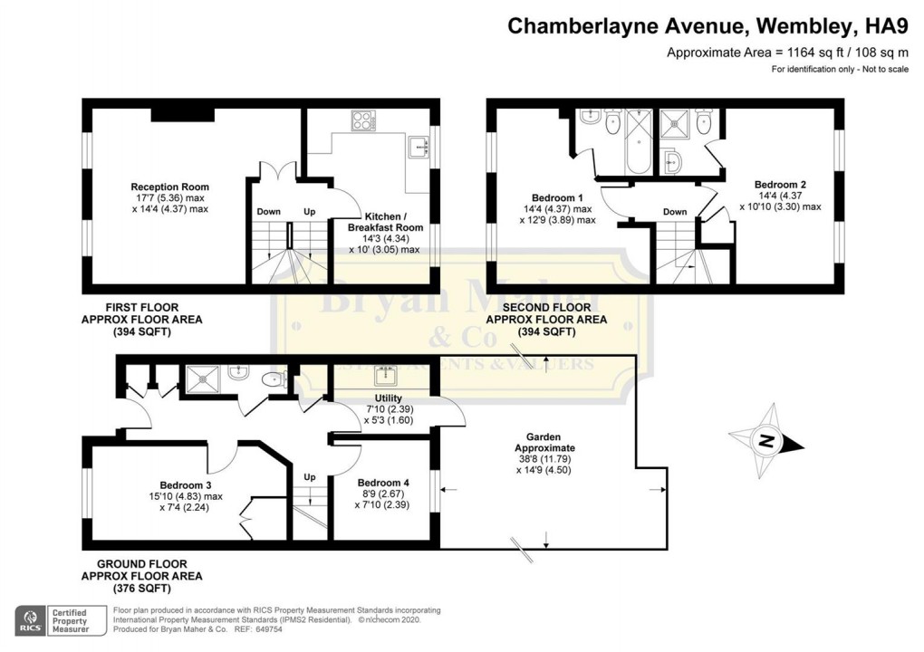 Floorplan for Chamberlayne Avenue, WEMBLEY