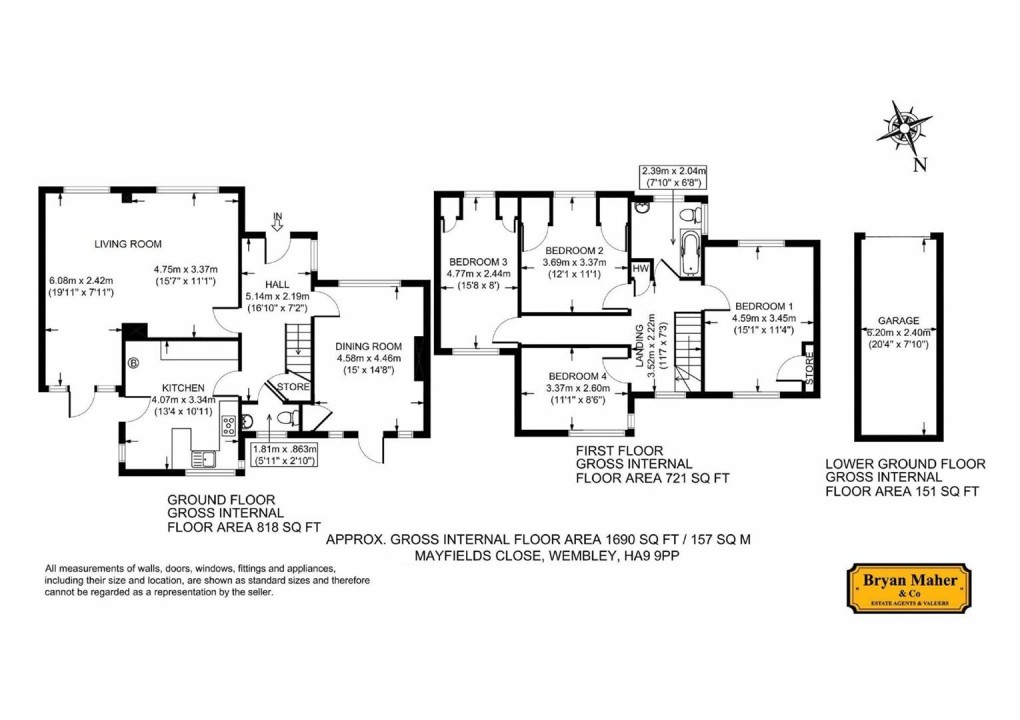 Floorplan for Mayfields Close, WEMBLEY PARK