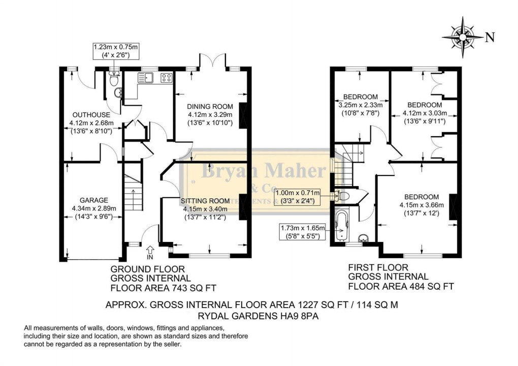 Floorplan for Rydal Gardens, WEMBLEY