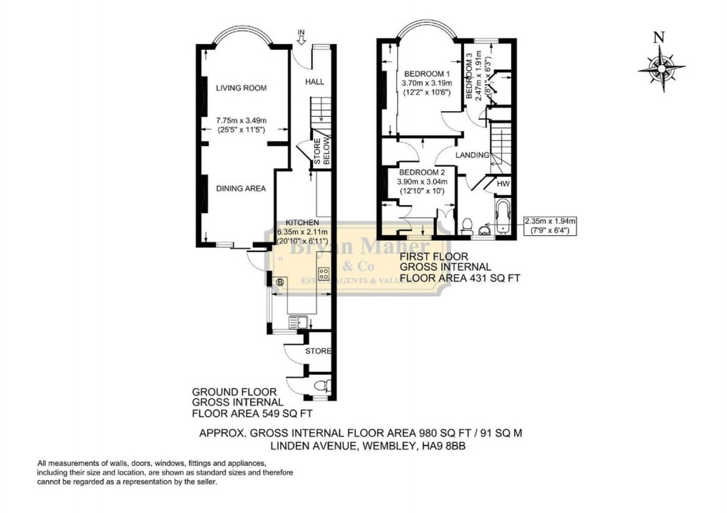 Floorplan for Linden Avenue, WEMBLEY