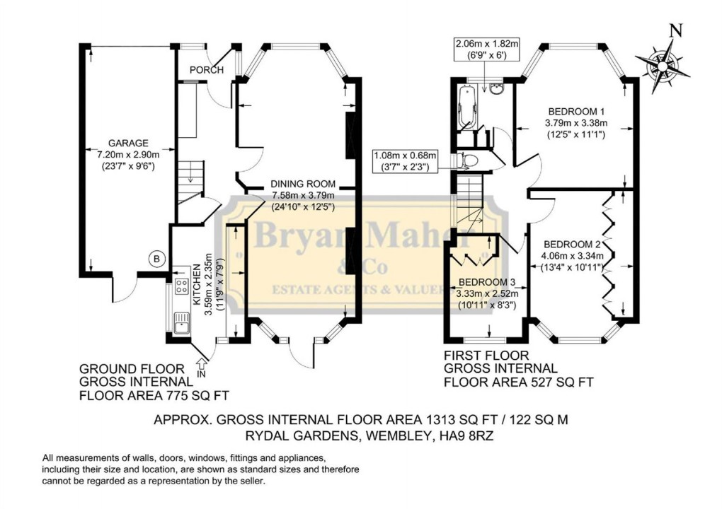 Floorplan for Rydal Gardens, WEMBLEY