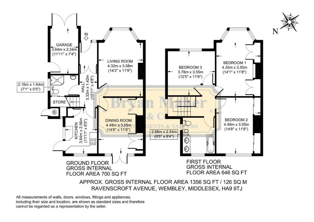 Floorplan for Ravenscroft Avenue, WEMBLEY