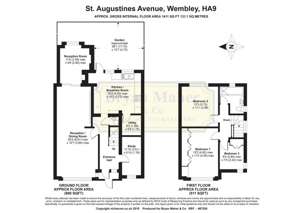 Floorplan for 58 St Augustines Avenue, WEMBLEY