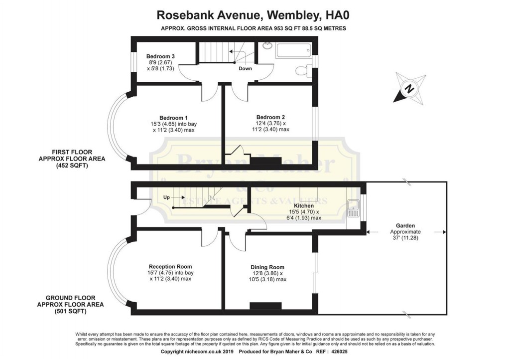 Floorplan for Rosebank Avenue, WEMBLEY