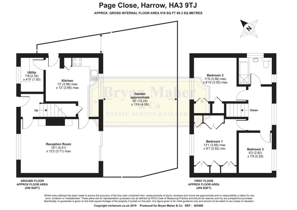 Floorplan for Page Close, HARROW