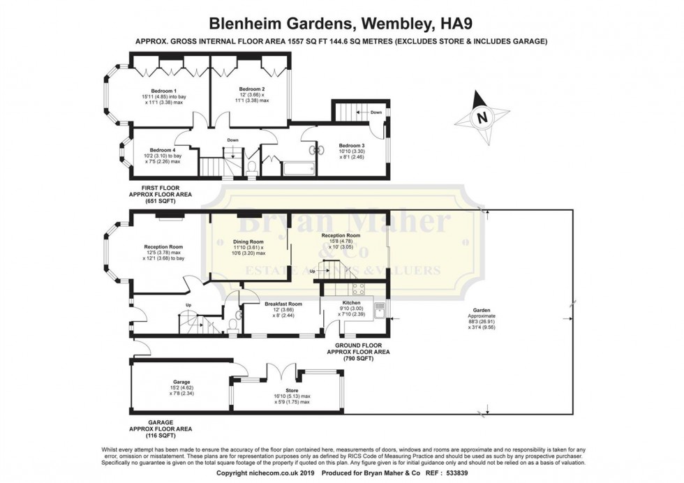 Floorplan for Blenheim Gardens, WEMBLEY