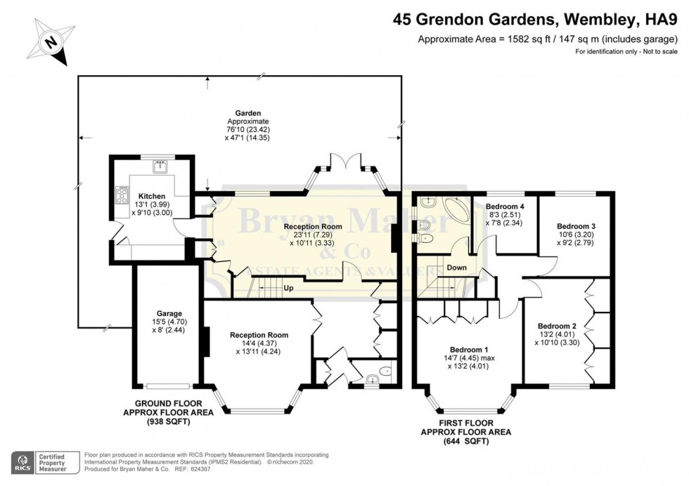 Floorplan for Grendon Gardens, WEMBLEY PARK