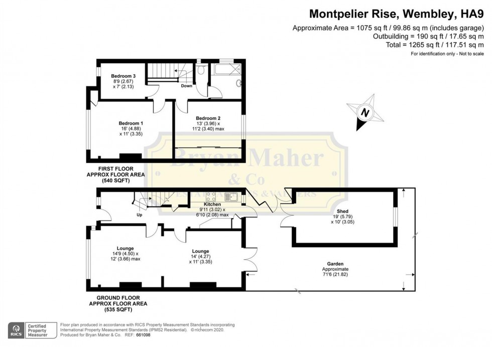 Floorplan for Montpelier Rise, WEMBLEY