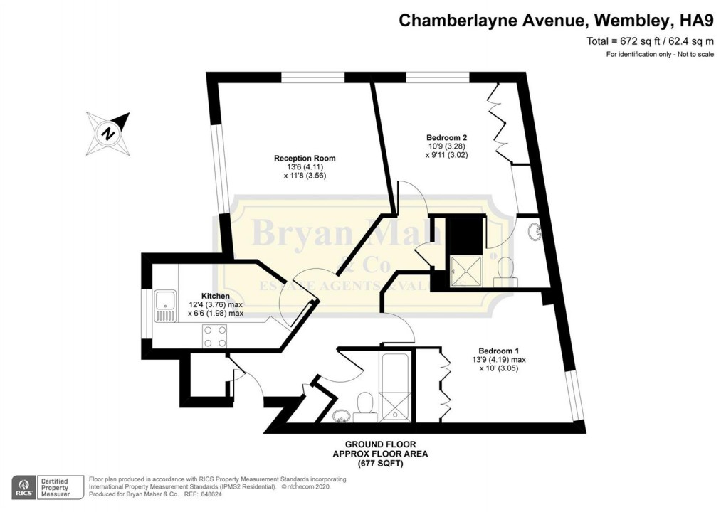 Floorplan for Chamberlayne Avenue, WEMBLEY