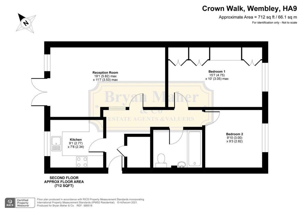 Floorplan for Crown Walk, WEMBLEY PARK