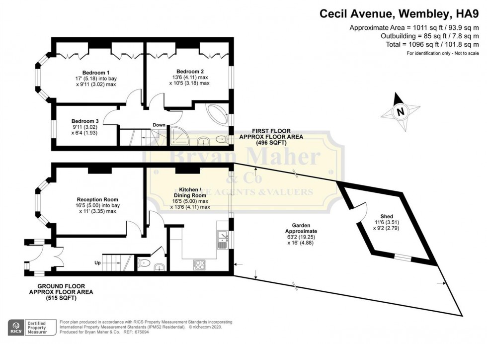 Floorplan for Cecil Avenue, WEMBLEY