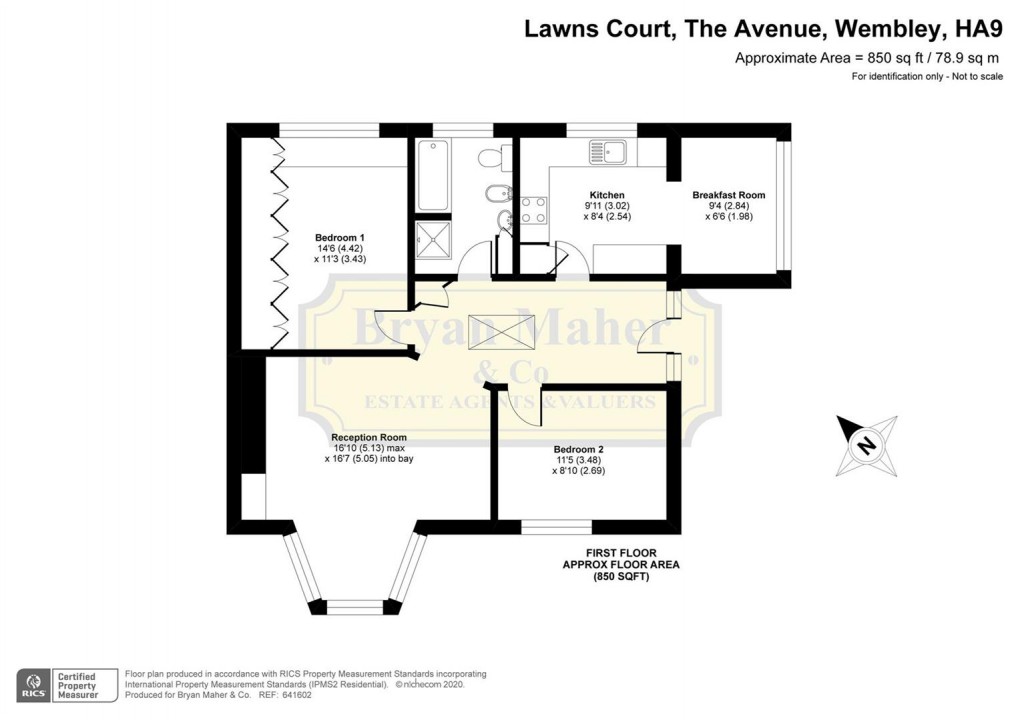 Floorplan for Lawns Court, The Avenue, WEMBLEY PARK