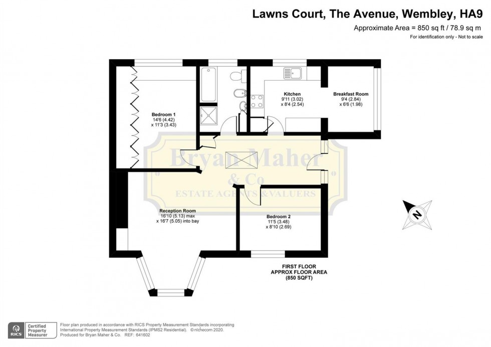 Floorplan for Lawns Court, The Avenue, WEMBLEY PARK