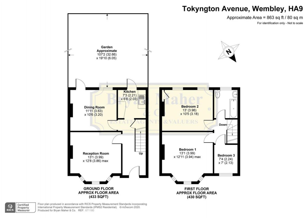 Floorplan for Tokyngton Avenue, Wembley