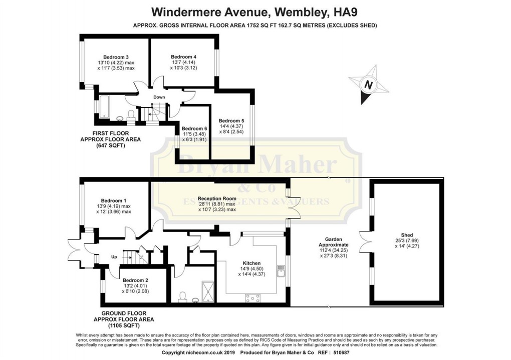 Floorplan for Windermere Avenue, WEMBLEY