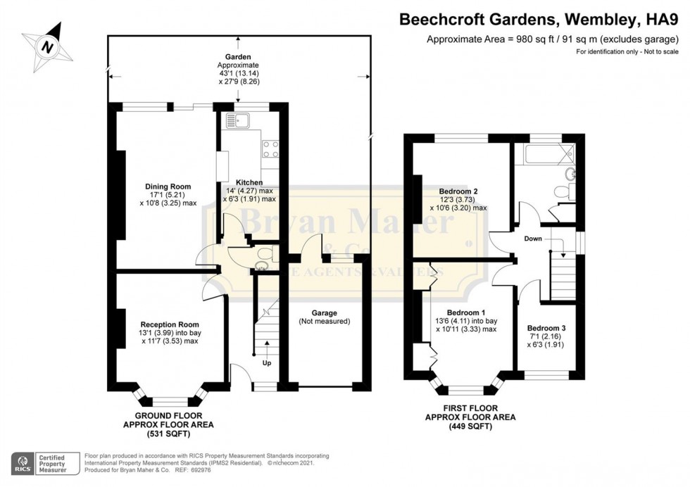 Floorplan for Beechcroft Gardens, WEMBLEY PARK