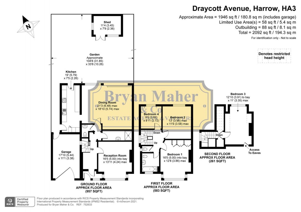 Floorplan for Draycott Avenue, HARROW