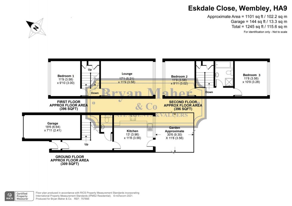 Floorplan for Eskdale Close, Wembley