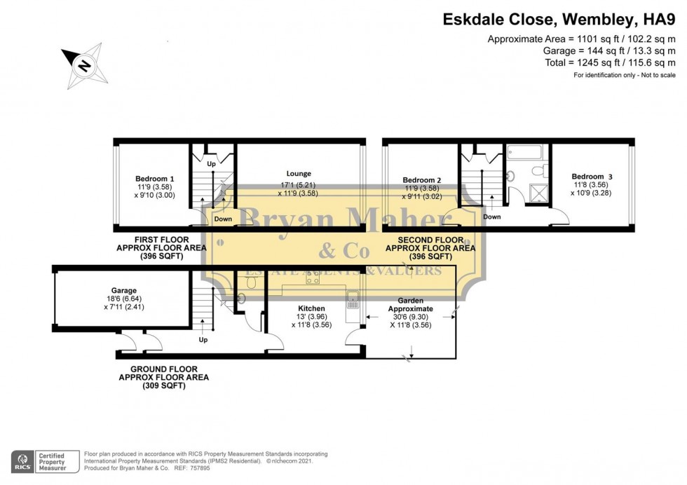 Floorplan for Eskdale Close, Wembley