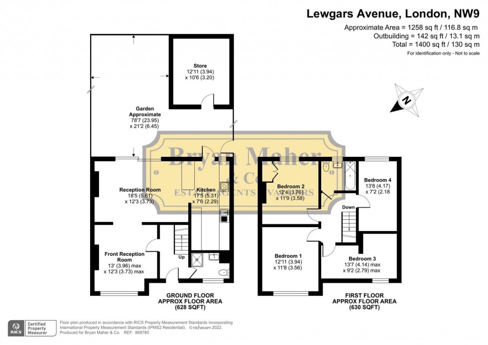 Floorplan for Lewgars Avenue, London