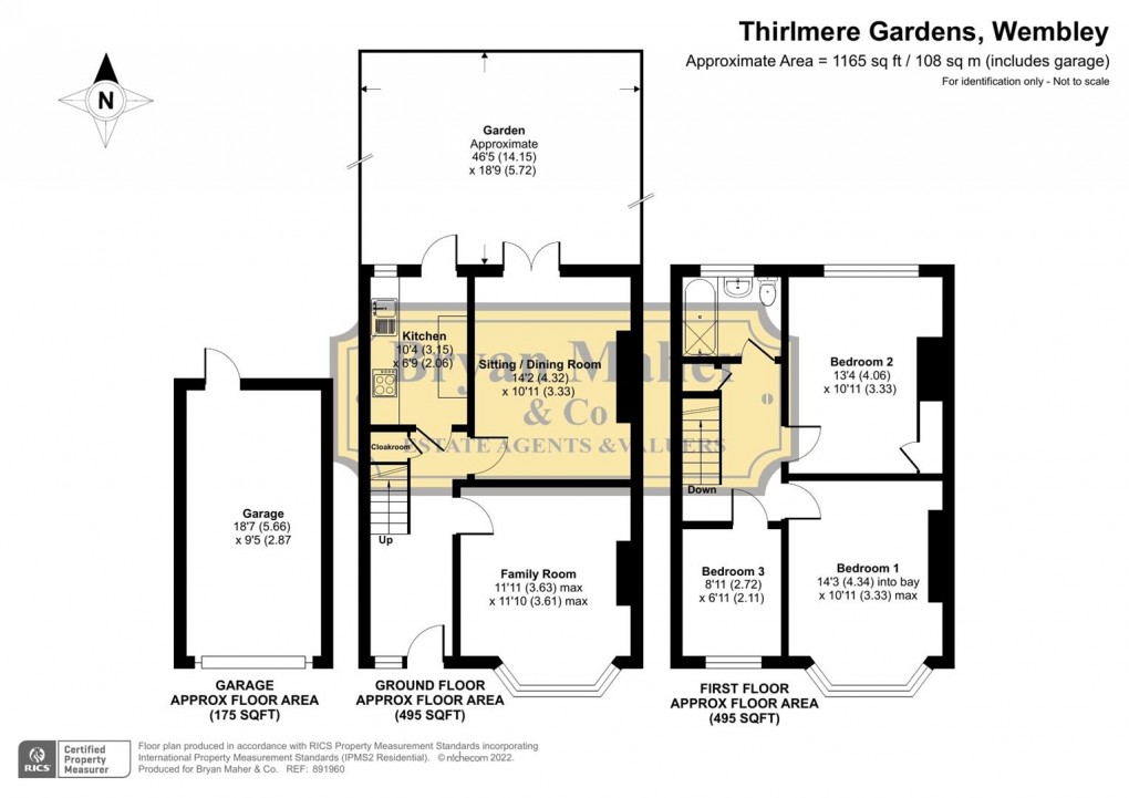 Floorplan for Thirlmere Gardens, Wembley