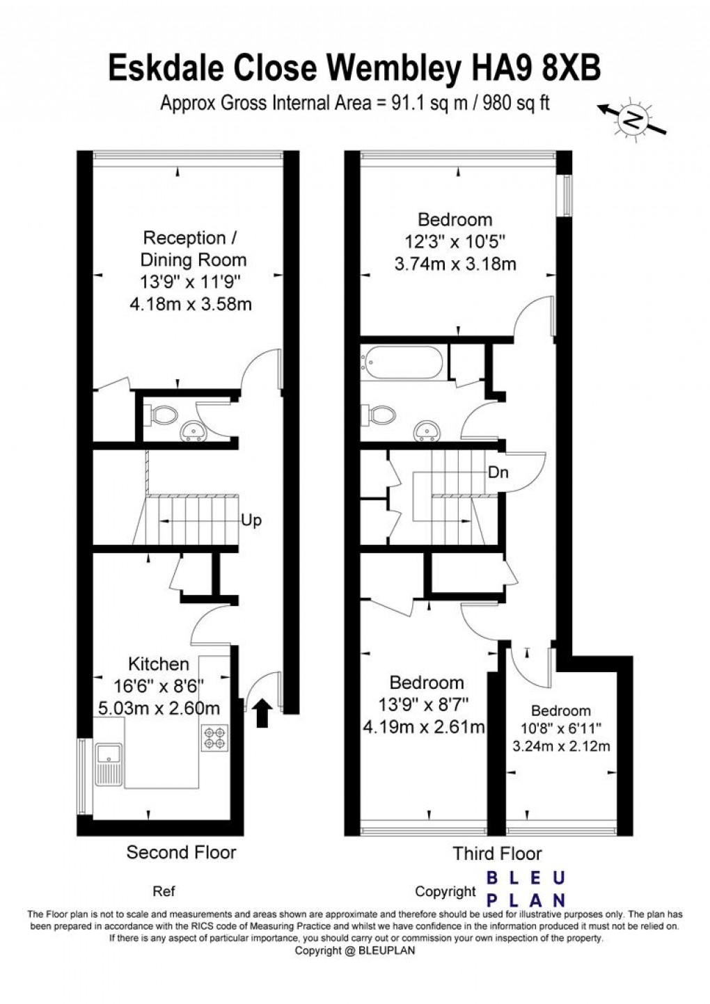 Floorplan for Eskdale Close, Wembley