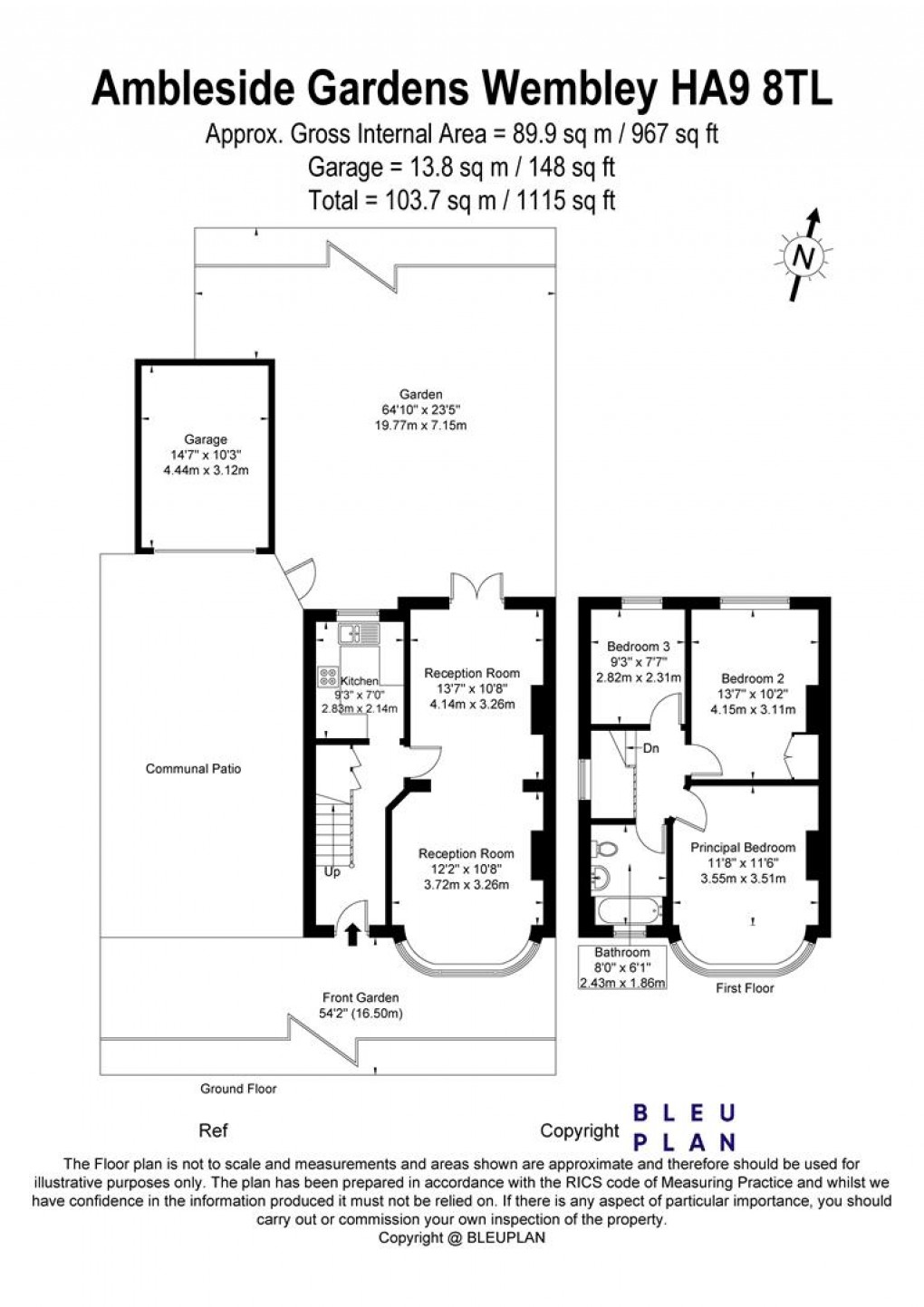 Floorplan for Ambleside Gardens, Wembley