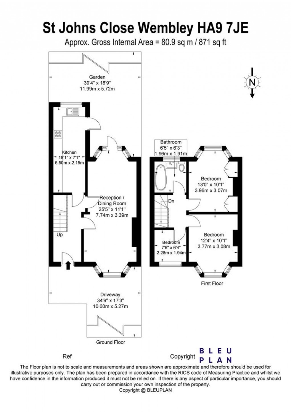 Floorplan for St. Johns Close, Wembley