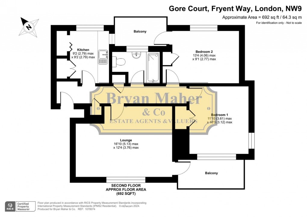 Floorplan for Gore Court, Fryent Way, London