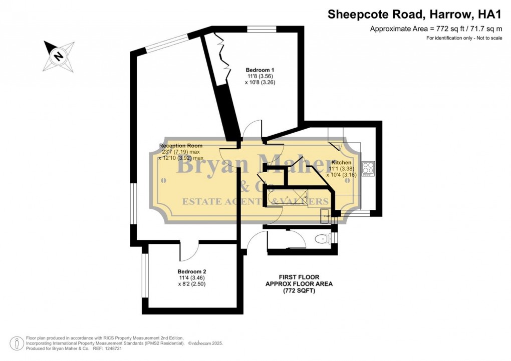 Floorplan for CENTRAL HARROW, 950 year lease.