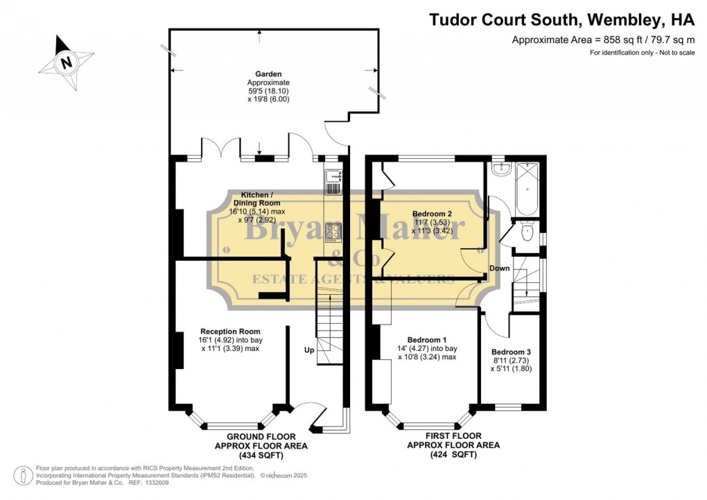 Floorplan for Tudor Court South, Wembley