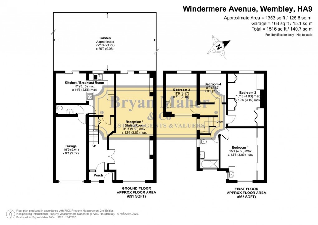 Floorplan for Windermere Avenue, Wembley