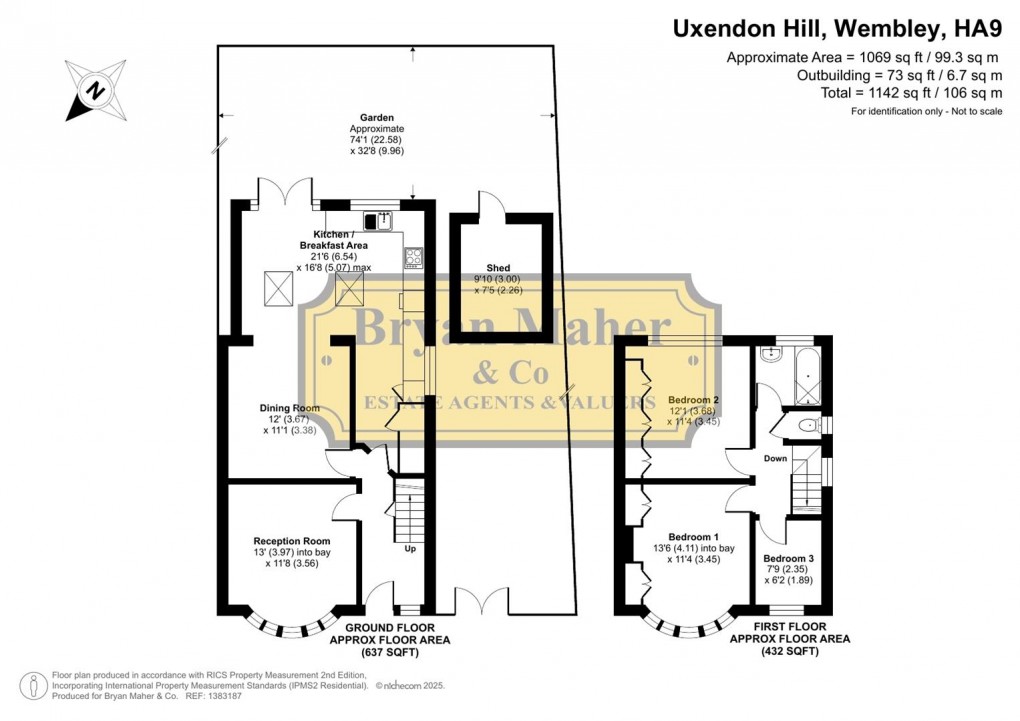 Floorplan for Uxendon Hill, Wembley
