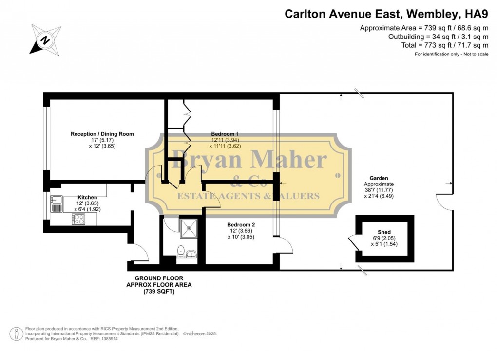 Floorplan for Carlton Avenue East, WEMBLEY