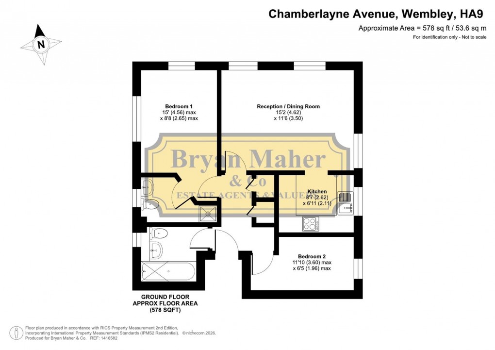 Floorplan for Chamberlayne Avenue, Wembley