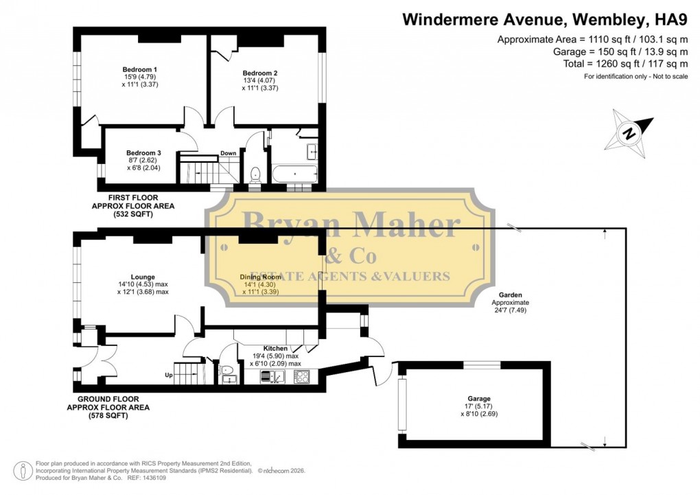 Floorplan for Windermere Avenue, Wembley