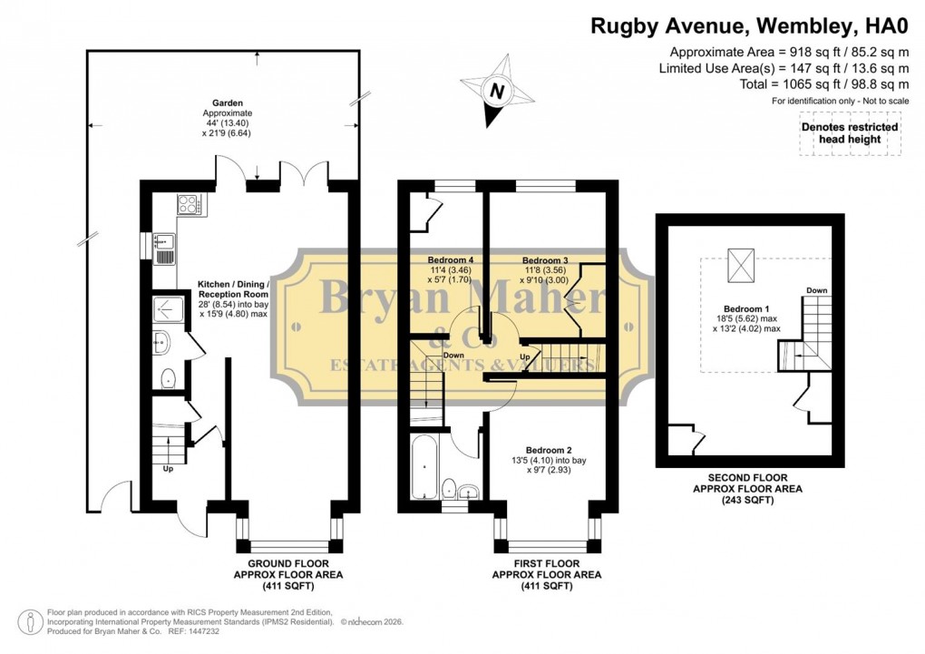 Floorplan for Rugby Avenue, Wembley