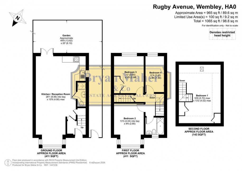 Floorplan for Rugby Avenue, Wembley