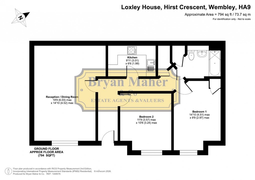 Floorplan for Hirst Crescent, Wembley