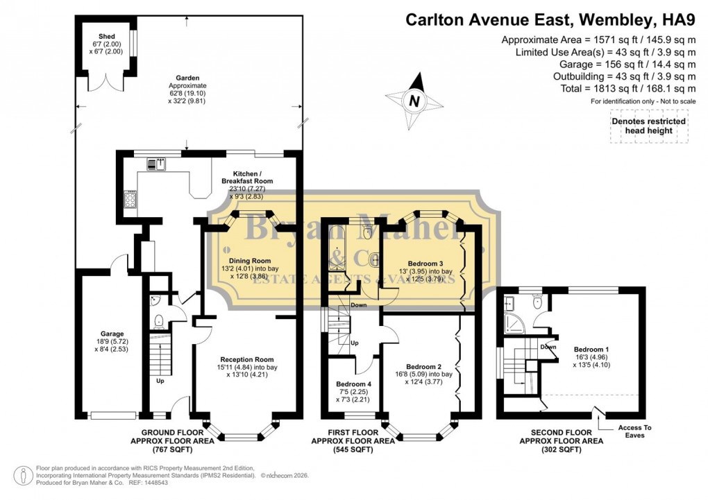 Floorplan for Carlton Avenue East, Wembley