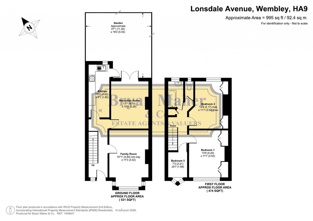 Floorplan for Lonsdale Avenue, Wembley