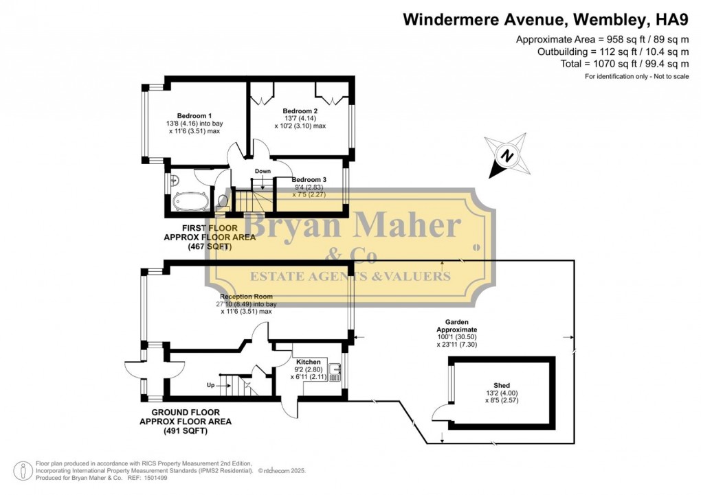 Floorplan for Windermere Avenue, Wembley